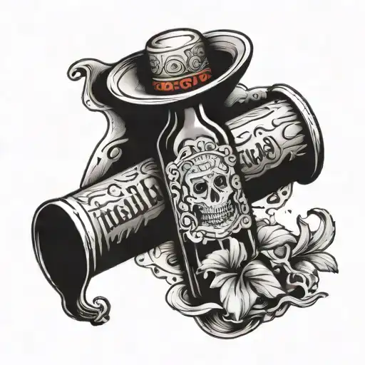 A Broken Bottle Of Tequila In A Seaside Setting