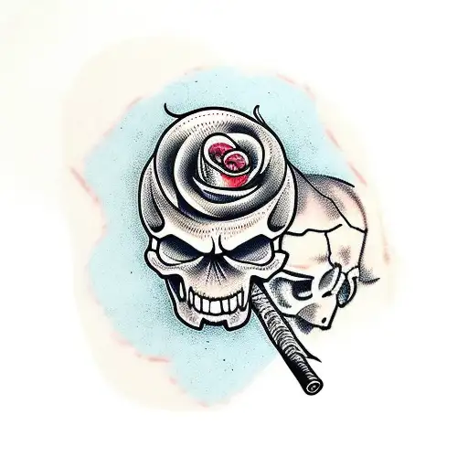 Skull Smoking With Coffee