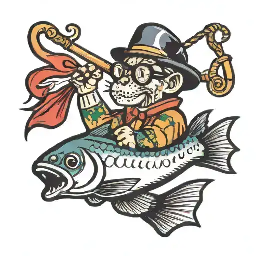 Nerdy Oragutan With Fishing Pole