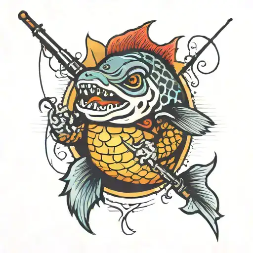 Oragutan With Fishing Pole