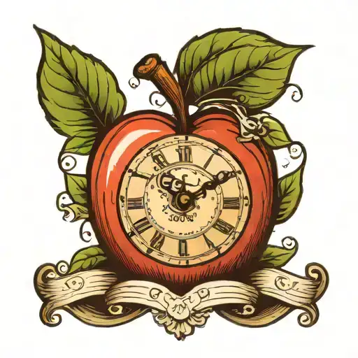 Apple With Clock In The Middle