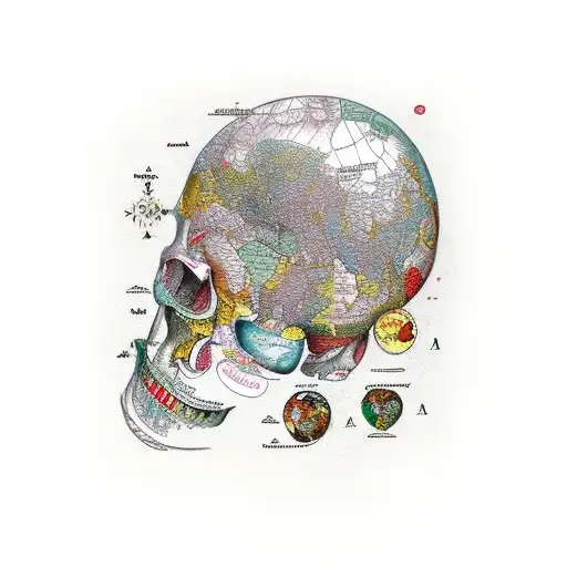 A Map Of The World With Intricate Anatomical Illustrations Within Each Country