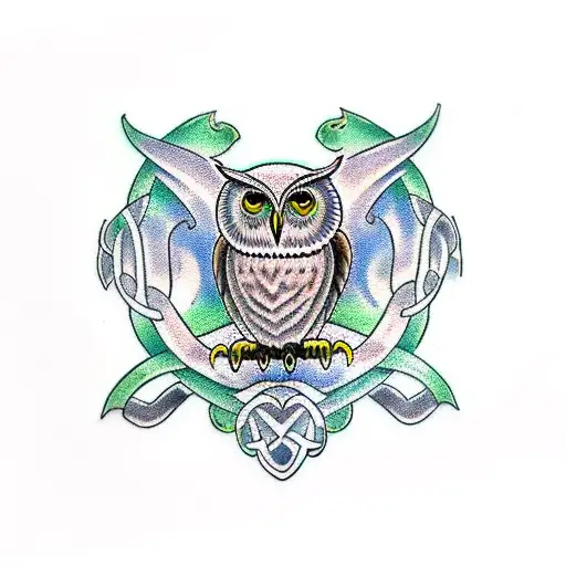 Celtic Owl Green Hues