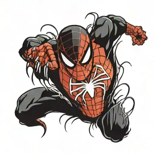 Spider Man Fighting Venom Drips From The Fangs
