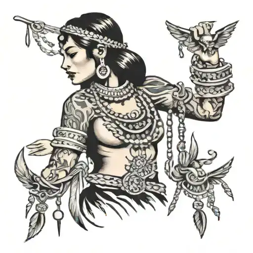 Indian With Chains On Her Arms