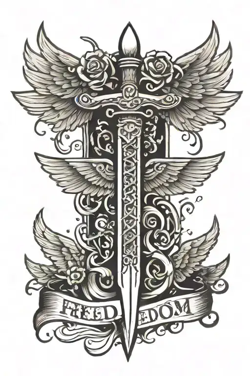 Sword With Wings And The Word Freedom