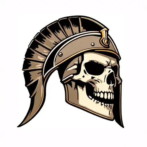 Skull Wearing Spartan Helmet