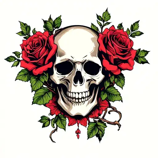 Roses Skull Vines Wrapping