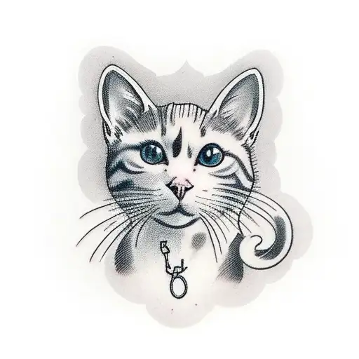 White And Grey Cat Curled Up