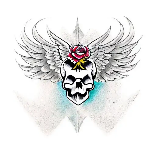 A Skull With Majestic Wings Made Out Of Paintbrushes