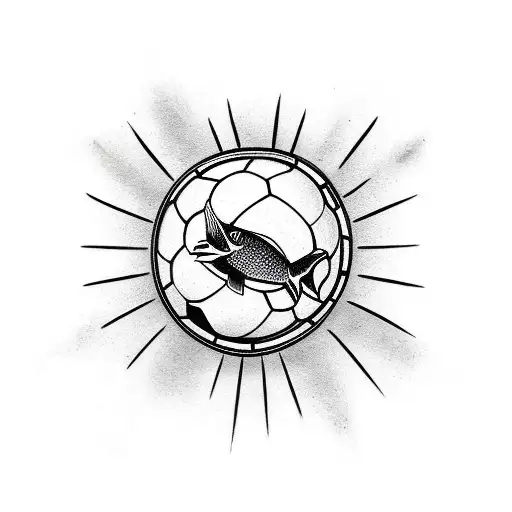 A Traditional-style Tattoo Of A Fish With A Soccer Ball Pattern On Its Body