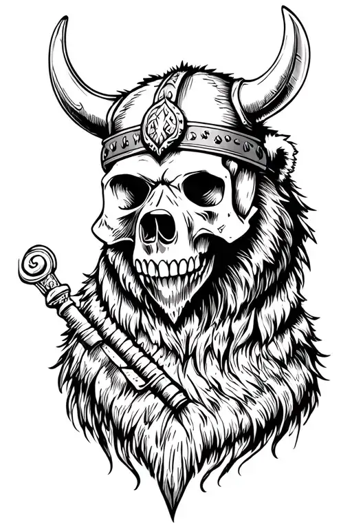 Viking Skull With Bear Head