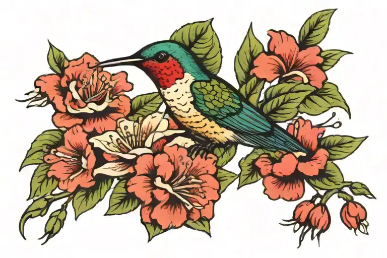 Hummingbird And Carnation Flower