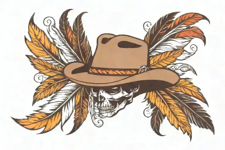 Western Theme Half Sleeve Featuring Feather