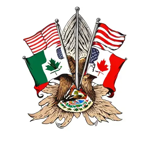 American Canadian Mexican Flags Together