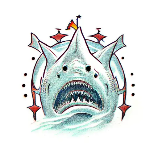 A Shark That Is Standing With A King's Crown On Its Head