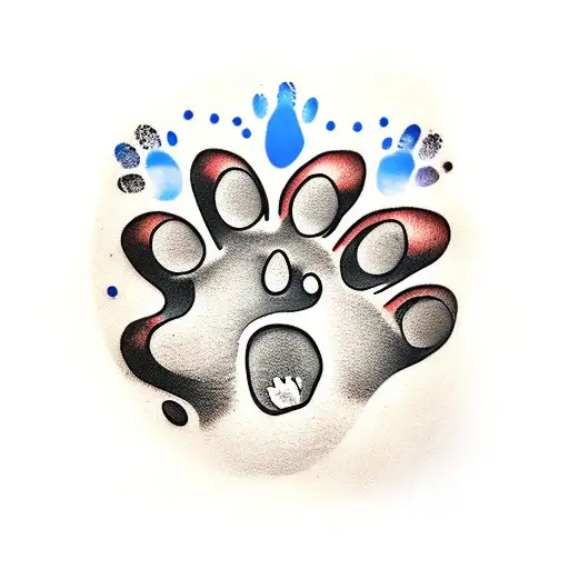 Dog Paw Print With The Word Pups Overlaying