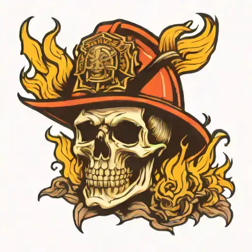Firefighter Skull With Helmet