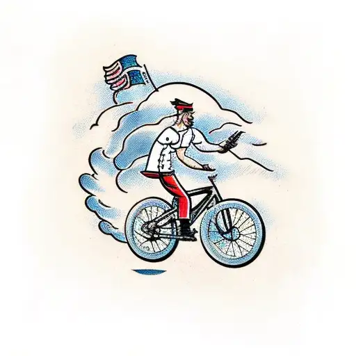 A Chef Riding A Mountain Bike With A Trail Of Smoke Behind