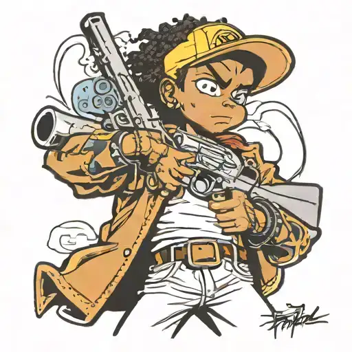 Riley Freeman From The Boondocks With A Gun