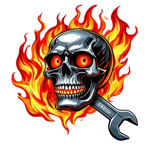Metal Skull Fire Is A Wrench Cylinder Of The Car Eyes Red