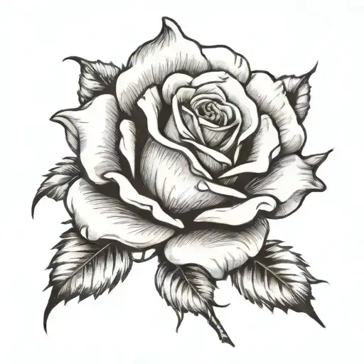 Watercolor Black And White Rose