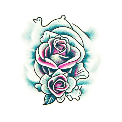 Roses And Skull Delicate