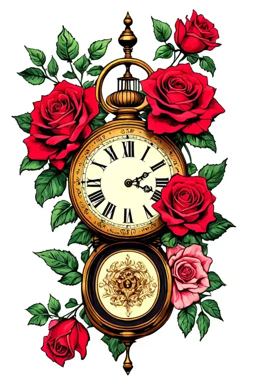 Roses And Clock
