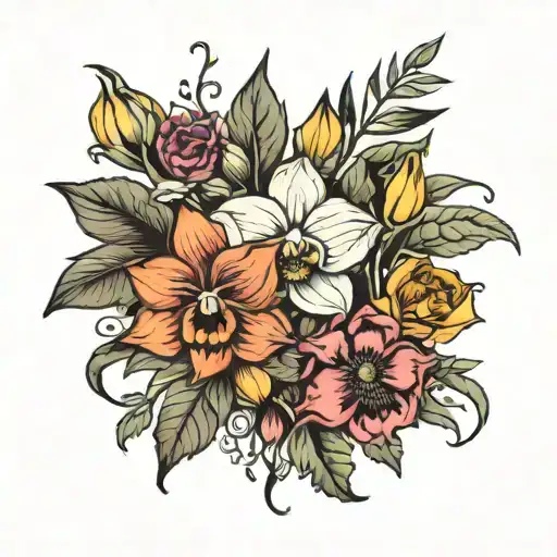 Orchid Sunflower And Poppy Bouquet