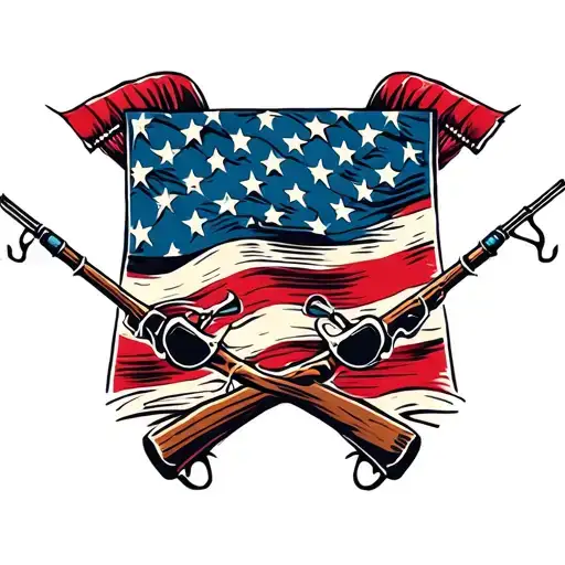 American Flag Bandana With Fishing Poles Crossed