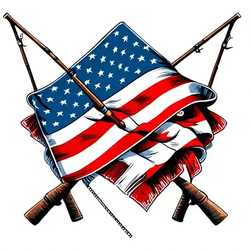 American Flag Bandana With Fishing Poles Crossed