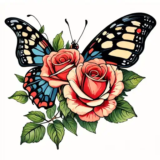 Butterfly With Roses For A Cover Up
