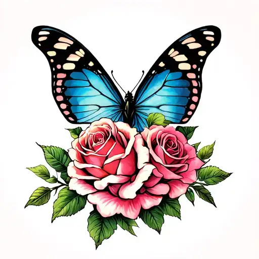 Butterfly With Roses For A Cover Up