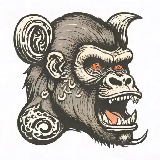 Gorilla Head Tattoo Flash