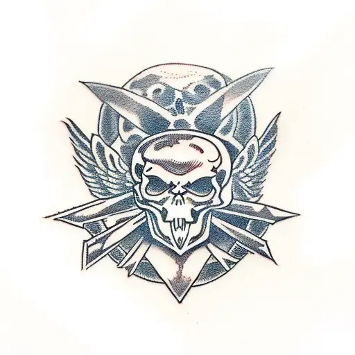 Metal Band Logo Incorporating A Skull And Owl