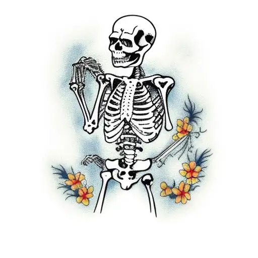 Skeleton In Suit Dancing With Woman
