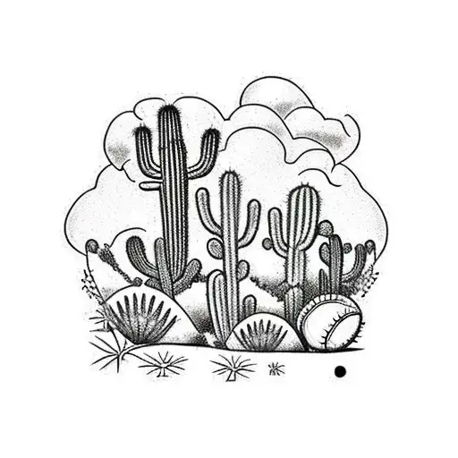 Field Of Crops With Cactus And Orange Orcahrd With Baseball