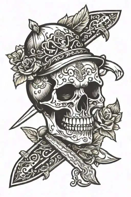 Skull And Knife Memento Mori Written