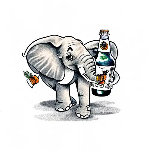 An Elephant Drinking A Bottle Of Beer