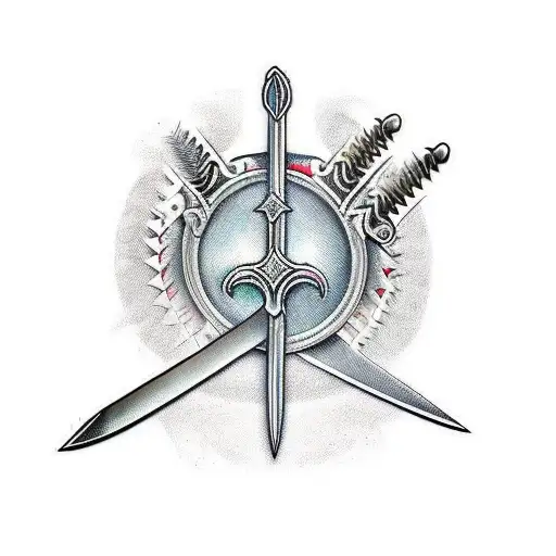 Sword With Spikes Around The Handle And Blade