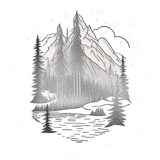 Forest Scene With A River And Bigfoot