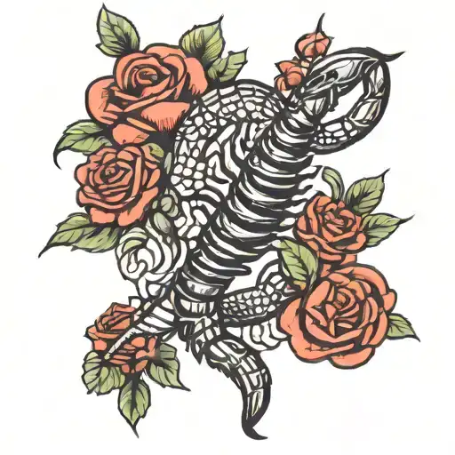 Scorpion And Roses Intertwined