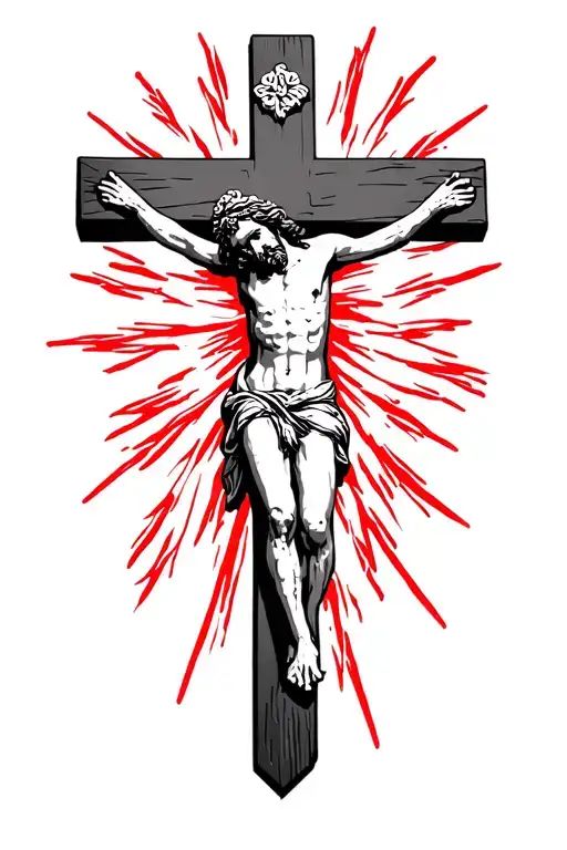 Crucifix Jesus On The Cross Black And Red