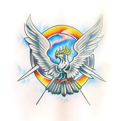 Phoenix With Spartan Warrior