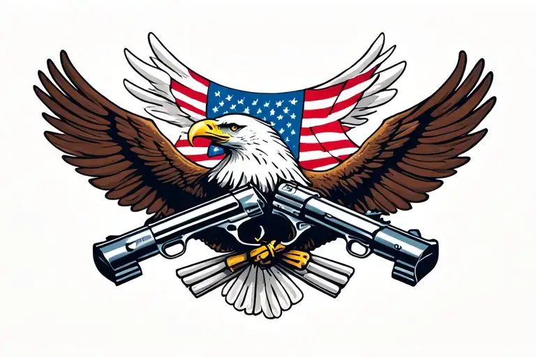 Flying Eagle Crossed Guns American Flag