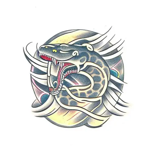 Black Jaguar Hunting Anaconda