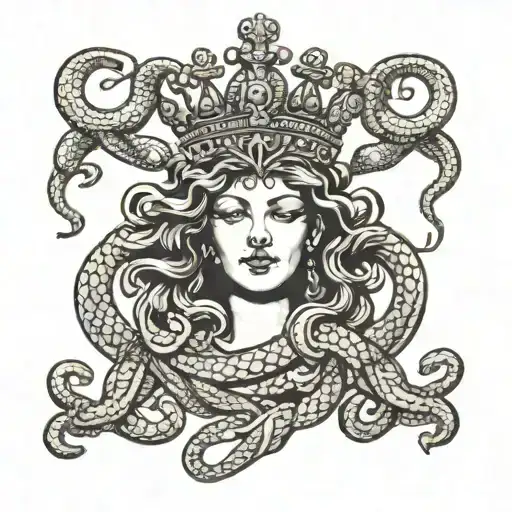 Medusa With Snakes And Glistening Crown
