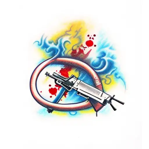 Ak-47 With Blood On The Background