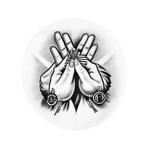 Hands Praying With Rosary In Hands Satanic Influence