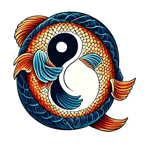 Pisces's Fish Yin Yang Symbol With Pisces Symbol Intertwined